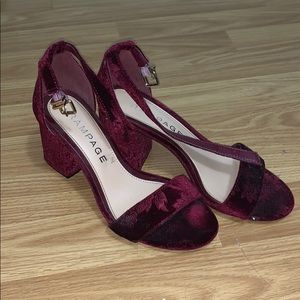 Burgundy/Wine Velvet Chunky heels
